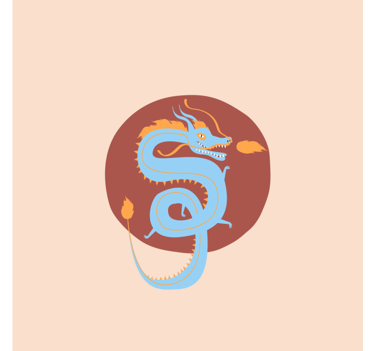 Living room roller blind in light blue dragon - TenStickers