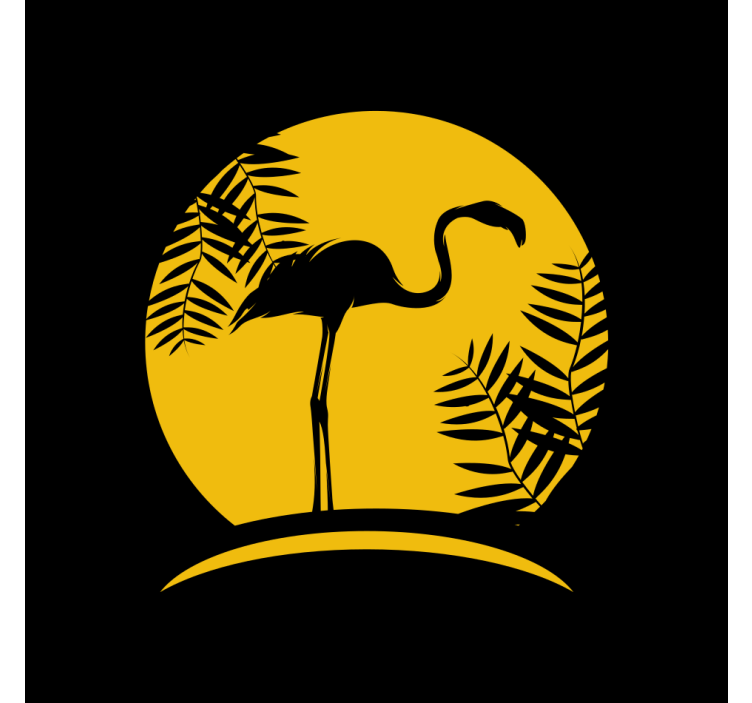 Living room roller blind black flamingo with moon - TenStickers