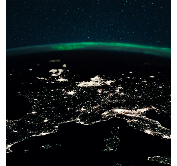 Living room roller blind northern lights stars earth - TenStickers