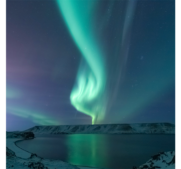 Living room roller blind amazing northern light island - TenStickers