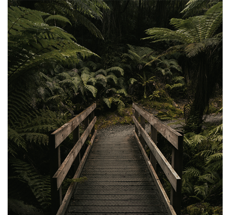 Living room roller blind forest bridge nature - TenStickers