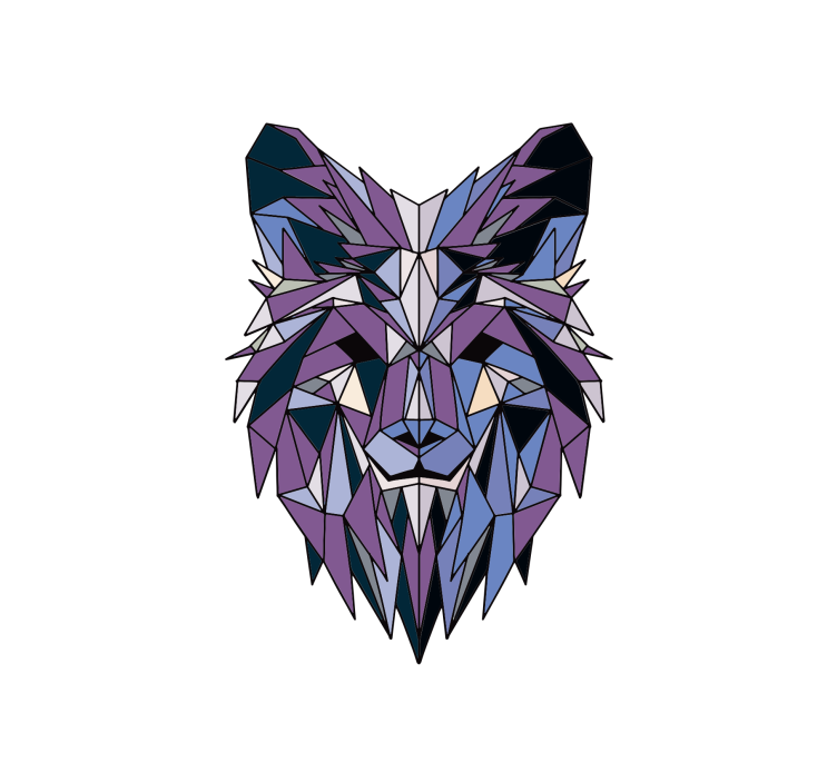 Living room roller blind geometric wolf design - TenStickers