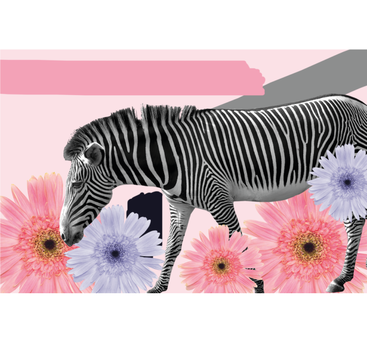 Living room roller blind collage style zebra art - TenStickers