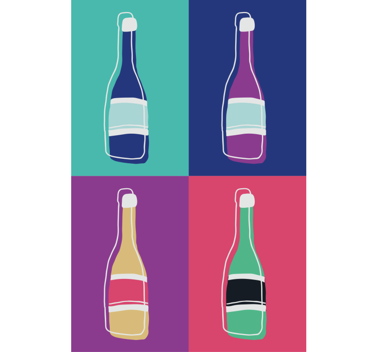Living room roller blind pop art champagne bottles - TenStickers
