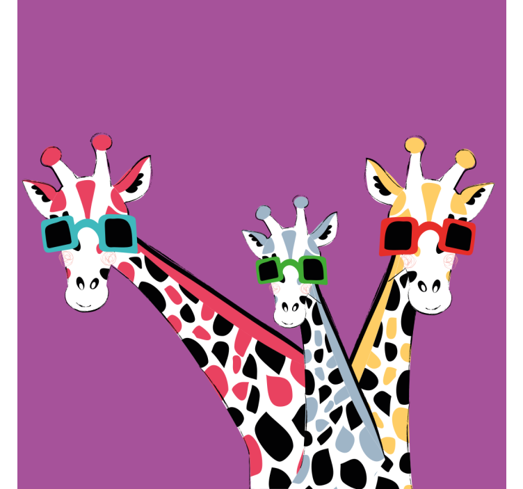 Living room roller blind with funny giraffes in shades - TenStickers