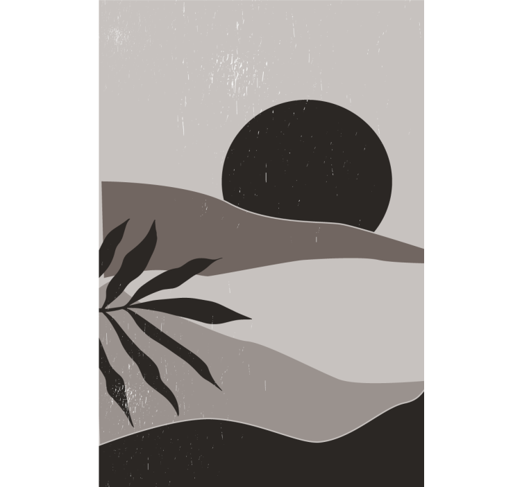 Living room roller blind black and white desert sunset - TenStickers
