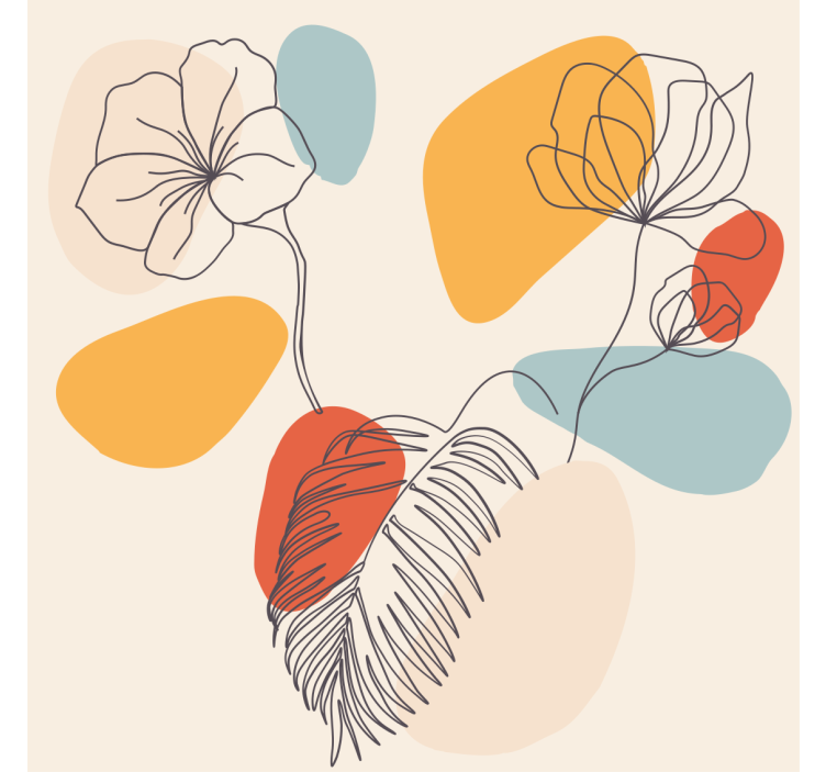 Living room roller blind with botanical wall art - TenStickers