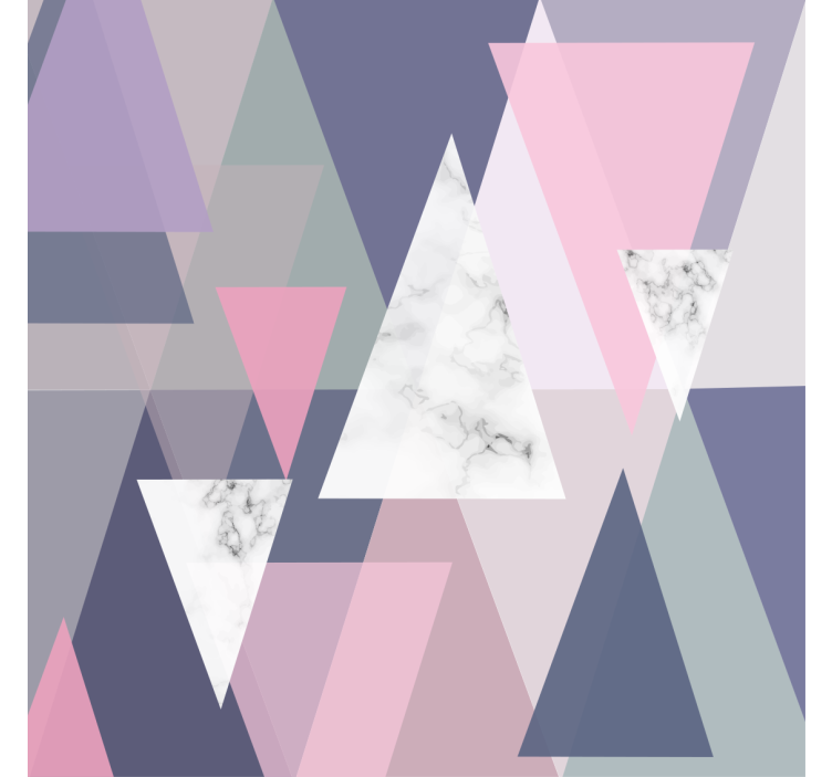 Living room roller blind with 3d triangle wall art - TenStickers
