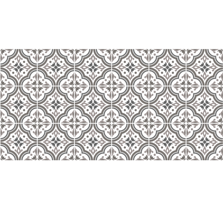 Gray roller blind with grey tiles and flowers - TenStickers