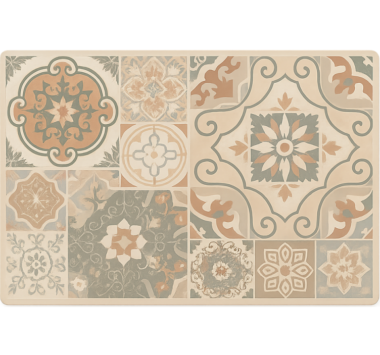 Beige roller blind cement tiles in various sizes - TenStickers
