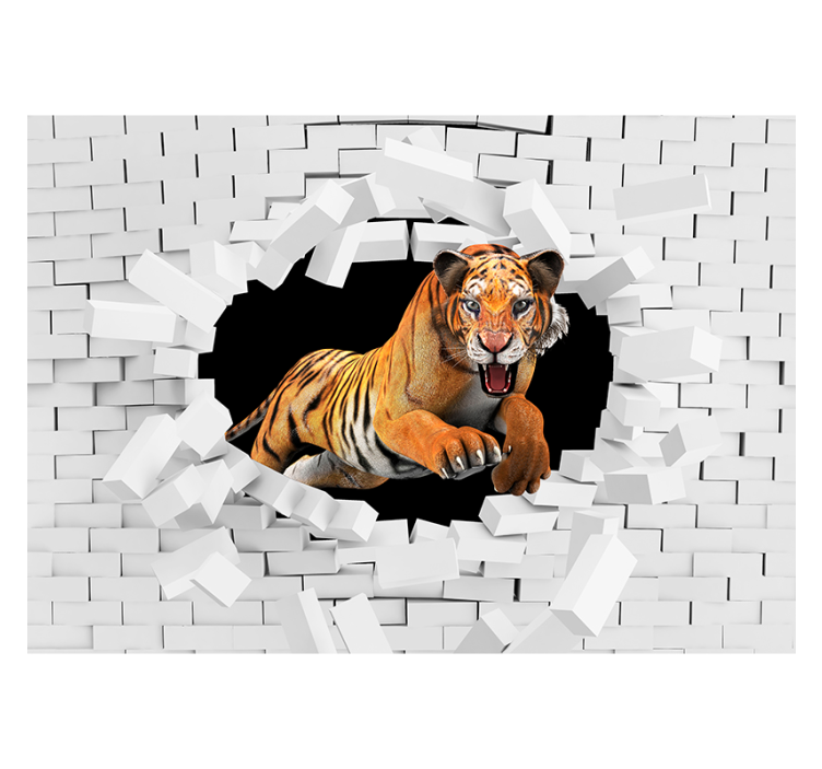 White roller blind with 3d tiger design - TenStickers