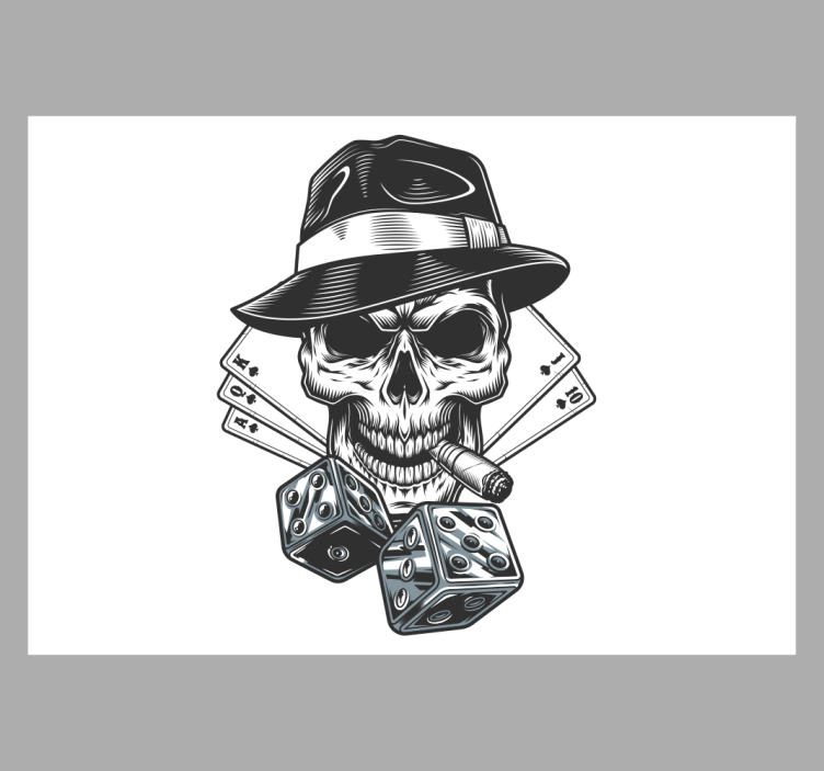 White roller blind with dice and skull design - TenStickers