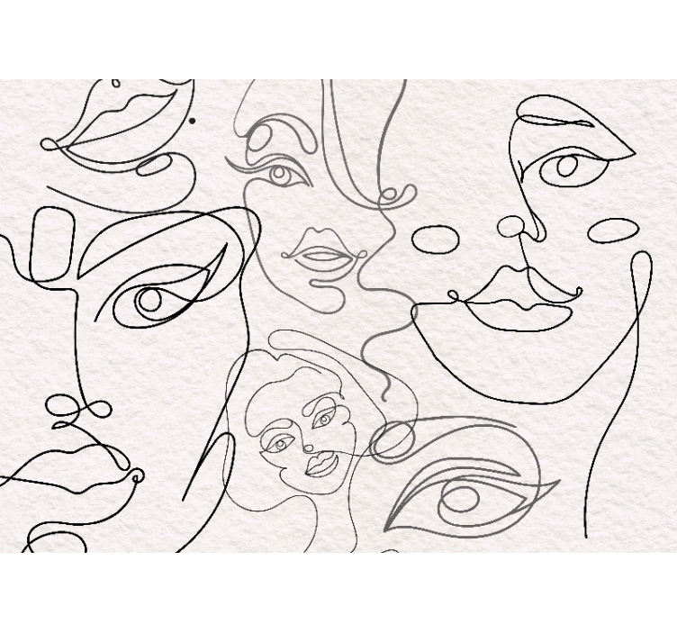 White roller blind with minimalist face line art - TenStickers