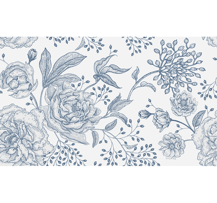 White roller blind with retro floral design - TenStickers