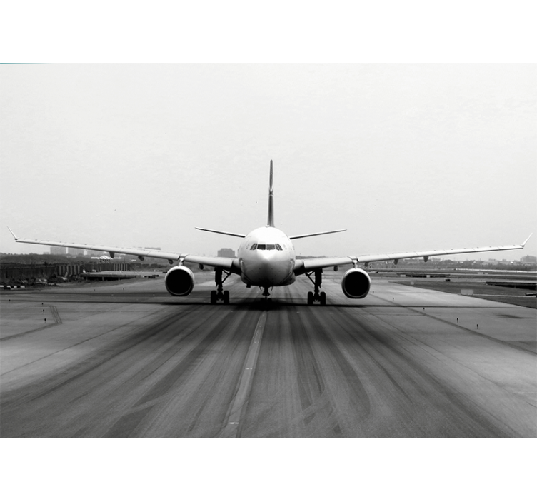 Gray roller blind plane on the runway - TenStickers