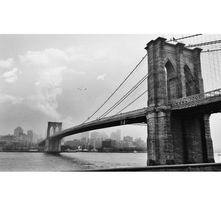Gray roller blind new york bridge wall mural - TenStickers