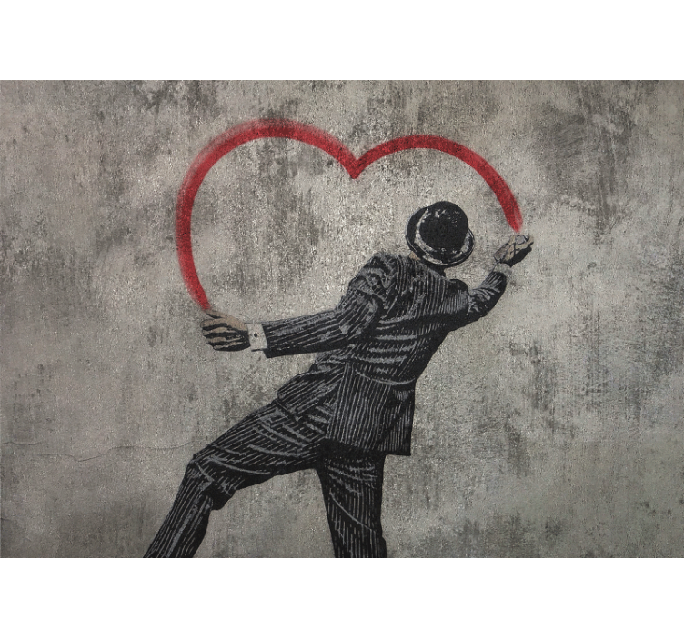 Gray roller blind with banksy heart graffiti - TenStickers