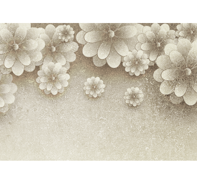 Beige roller blind with 3d flower effect in grey - TenStickers