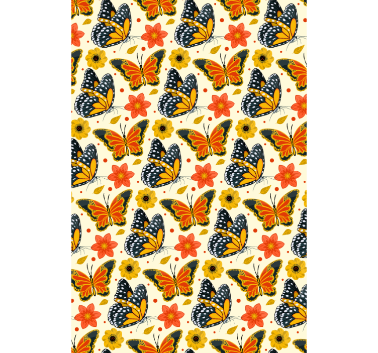 Butterflies Floral Pattern butterfly roller blind - TenStickers