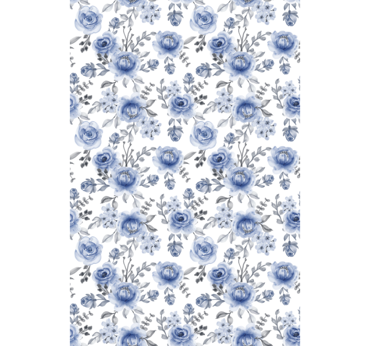 Blue Floral Pattern flower roller blind - TenStickers