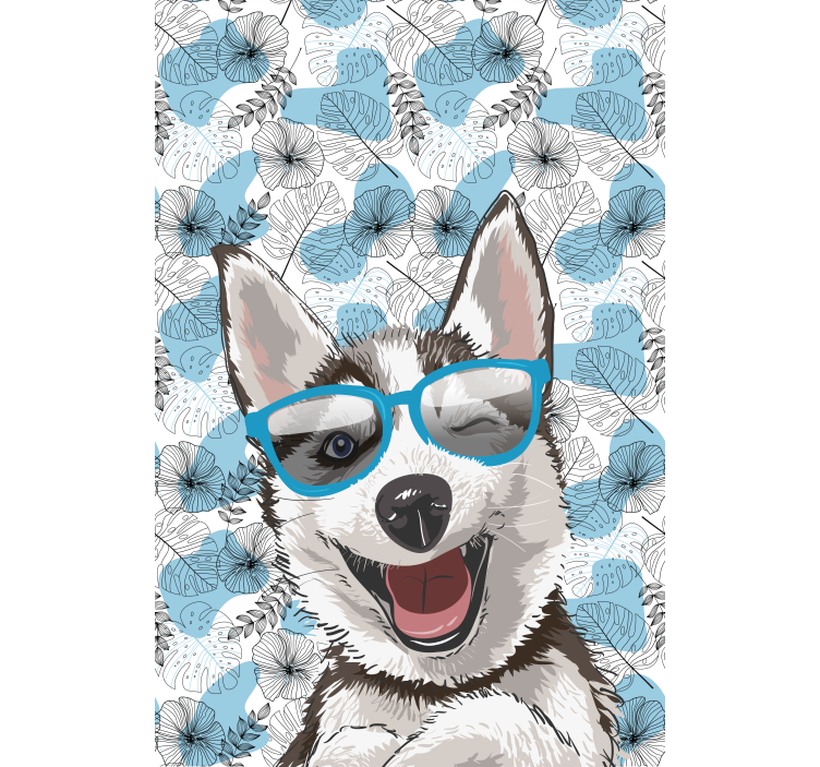 Smiling Dog with Glasses animal roller blind - TenStickers