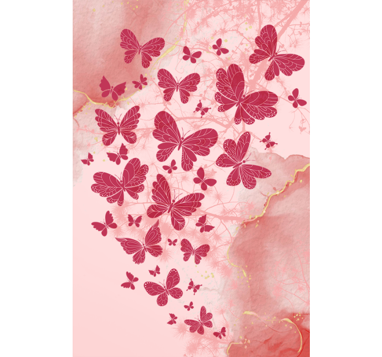Pink heart arrangement butterfly roller blind - TenStickers