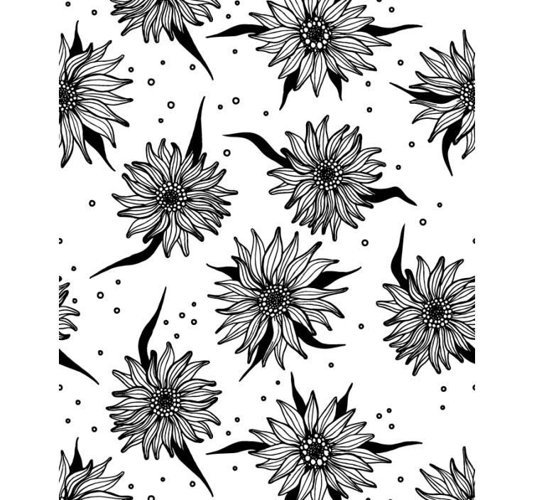 Black and white sunflowers flower roller blind - TenStickers