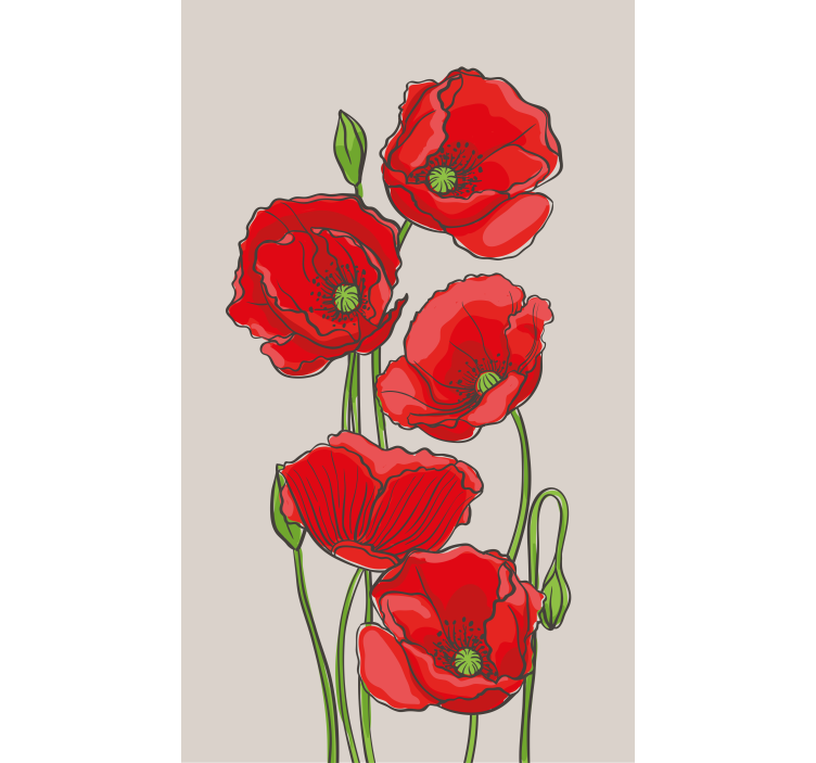 Long stems drawn Poppies Flower blind - TenStickers