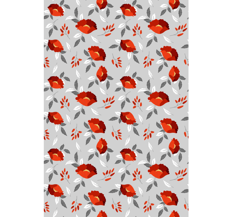 Red grey pattern flower roller blind - TenStickers