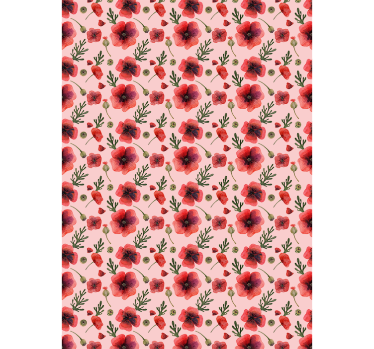Poppy Floral Pattern flowers and plants roller blind - TenStickers