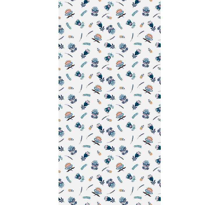 Blue folk art motif flower roller blind - TenStickers