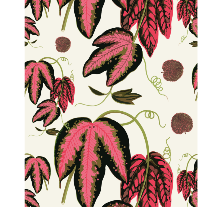 Pink leaf patterns flowers and plants roller blind - TenStickers
