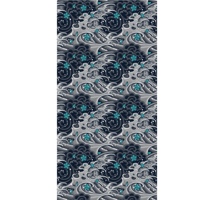 Japan wave ocean illustration Living room blind - TenStickers