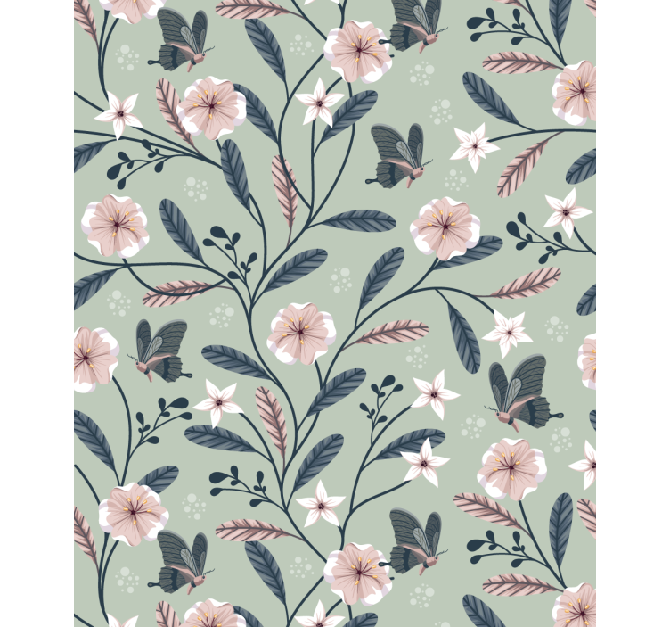 Floral Butterfly Patterns flowers and plants roller blind - TenStickers