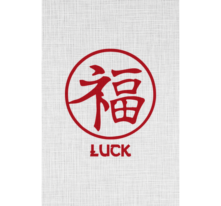 Luck Symbol in Red text roller blind - TenStickers