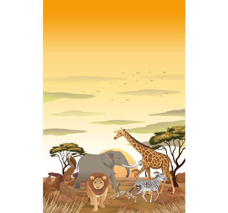 African cartoon landscape Various animal blind - TenStickers