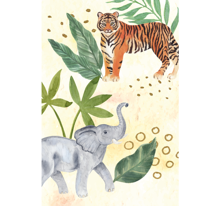 Tropical animals encounter children room roller blind - TenStickers