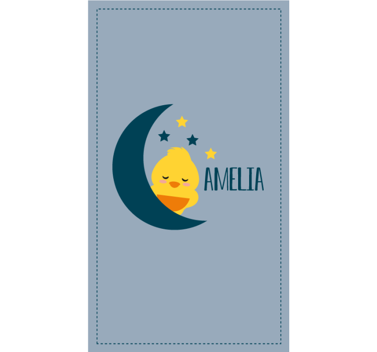 Moon chick with name children room roller blind - TenStickers