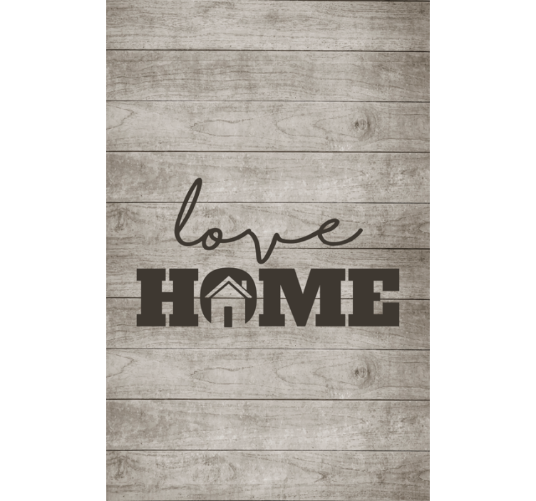 Love home on gray wooden plank Text blind - TenStickers