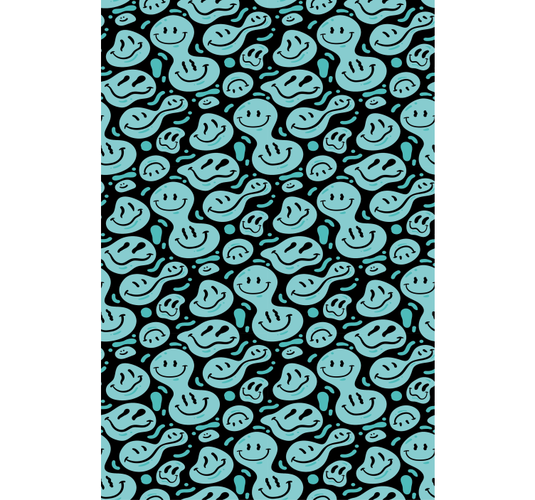 Blue distorted smile emojis geek roller blind - TenStickers