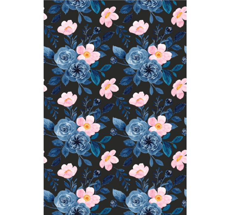 Blue and pink roses flowers and plant blind - TenStickers