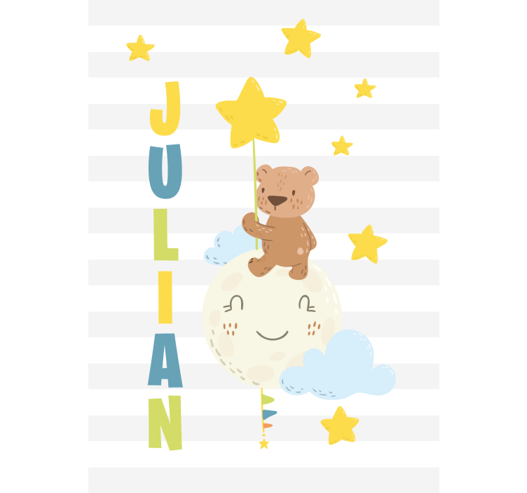 Bear holding star with name children room roller blind - TenStickers