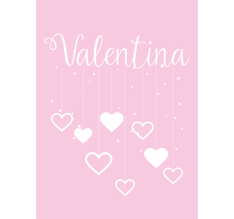 Hanging hearts with name teenage bedroom roller blind - TenStickers