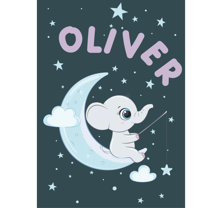 Elephant moon with name nursery roller blind - TenStickers