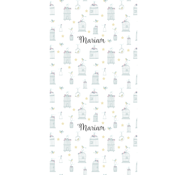 Birdcages with name nursery roller blind - TenStickers