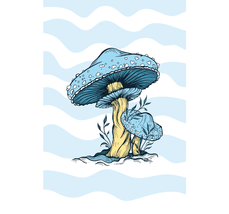 Blue mushroom illustration Kitchen blind - TenStickers
