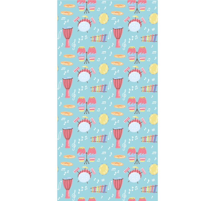Hand drawn musical drums pattern room blind - TenStickers