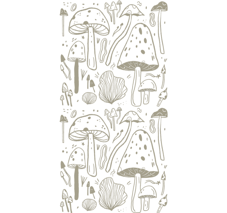 Stylised beige mushrooms flowers and plants roller blind - TenStickers