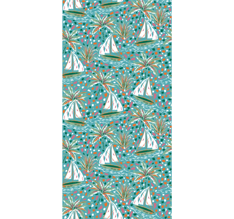 Sailing Boats and Palms flower roller blind - TenStickers