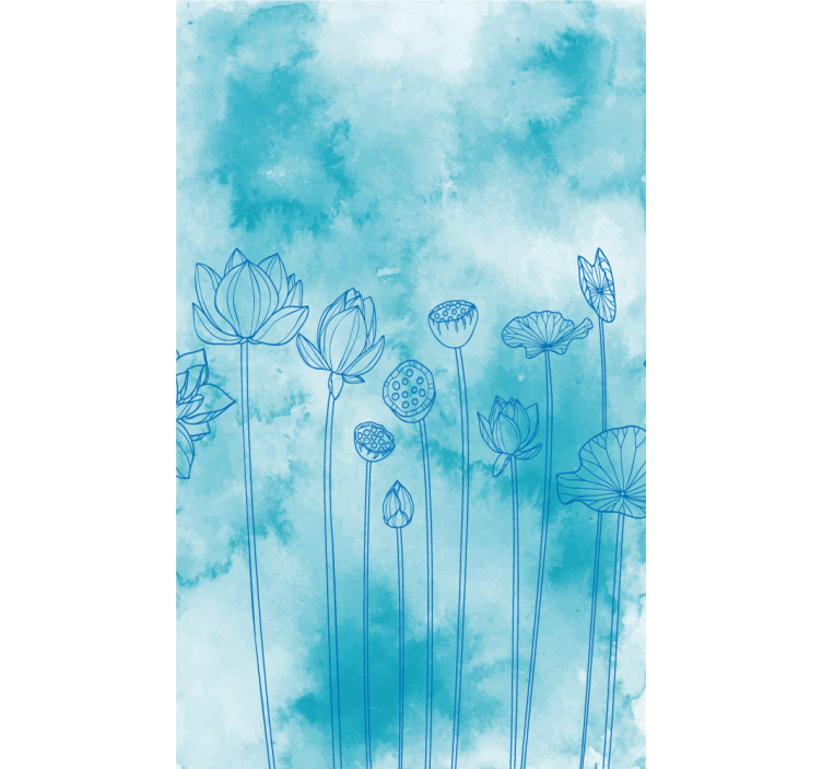 Lotus Blue Pattern flowers and plants roller blind - TenStickers